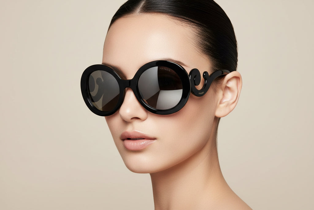 Prada Minimal Baroque Sunglasses Black Plastic Previously Owned Authentic