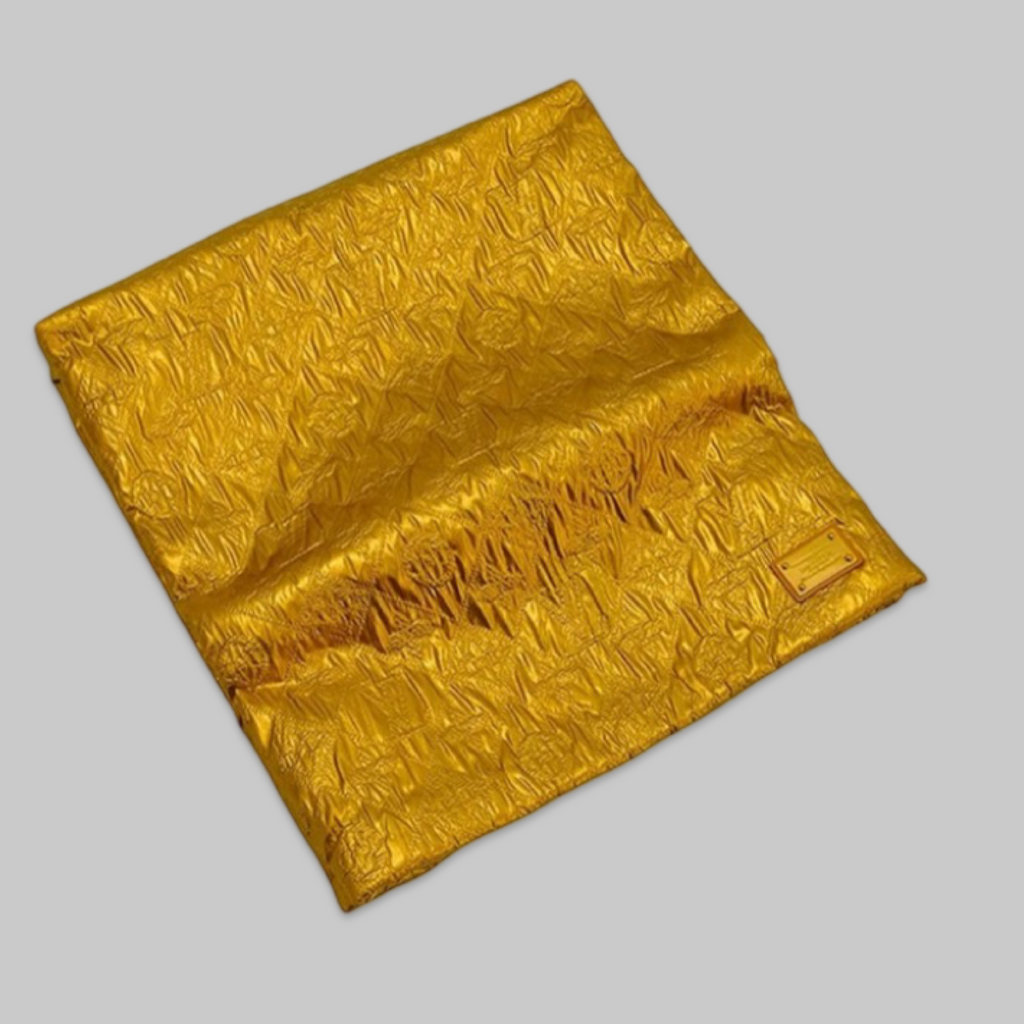 Louis Vuitton Limelight PM Metallic Gold Silk & Wool Clutch Bag – Like New