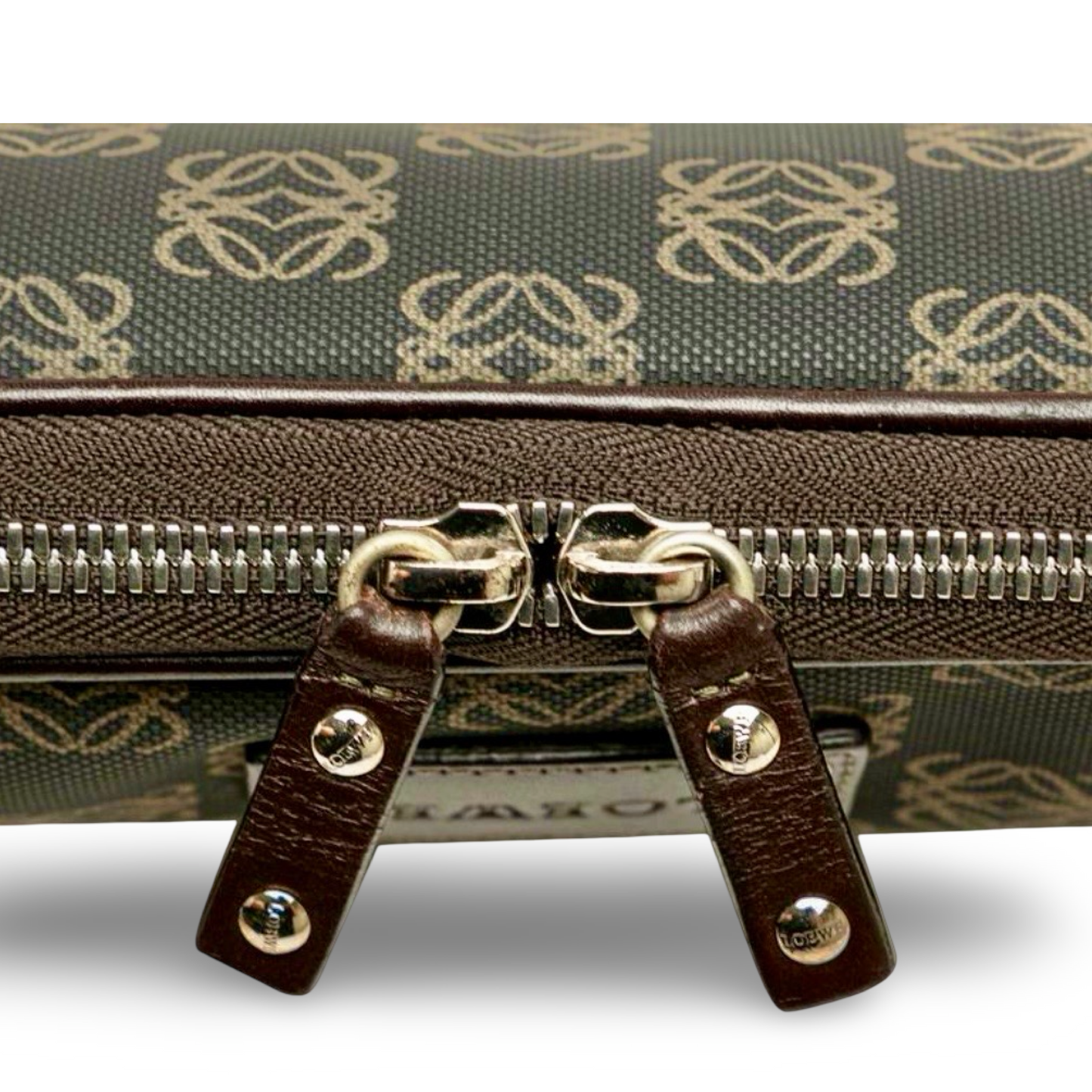 Loewe Anagram PVC Leather Clutch Pouch Black Brown – Good Condition | L’LUXE Authentic’s