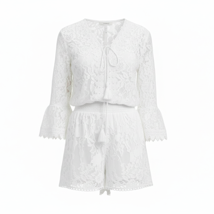 Lace V-Neck Top & Flowy Shorts Set | Curve | L’LUXE Matching Sets