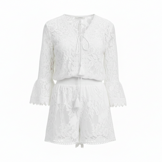 Lace V-Neck Top & Flowy Shorts Set | Curve | L’LUXE Matching Sets