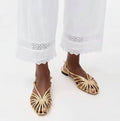 Caged Slingback Flat Sandals Gold, Brown, Black, Red