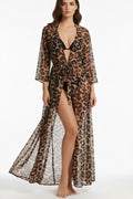 Leopard Print Sheer Beach Cover-Up