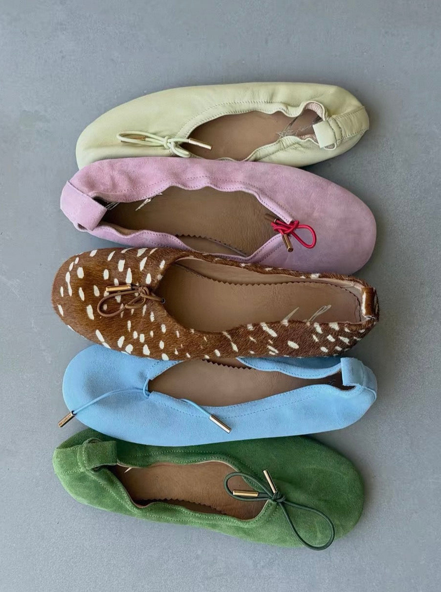 Genuine Suede Leather Bow Ballet Flats – Autumn ’26