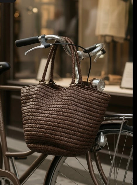 Bottega Veneta Intrecciato Pleated Basket Tote Fondant Brown Calfskin Previously owned Authentic