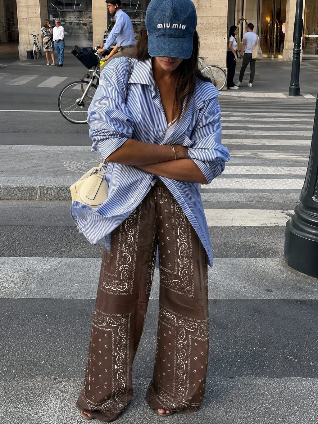 Women’s Brown Bandana Paisley Print Matching Co-Ord Outfit – Long Button-Front Shirt with Sash & Wide-Leg Pants