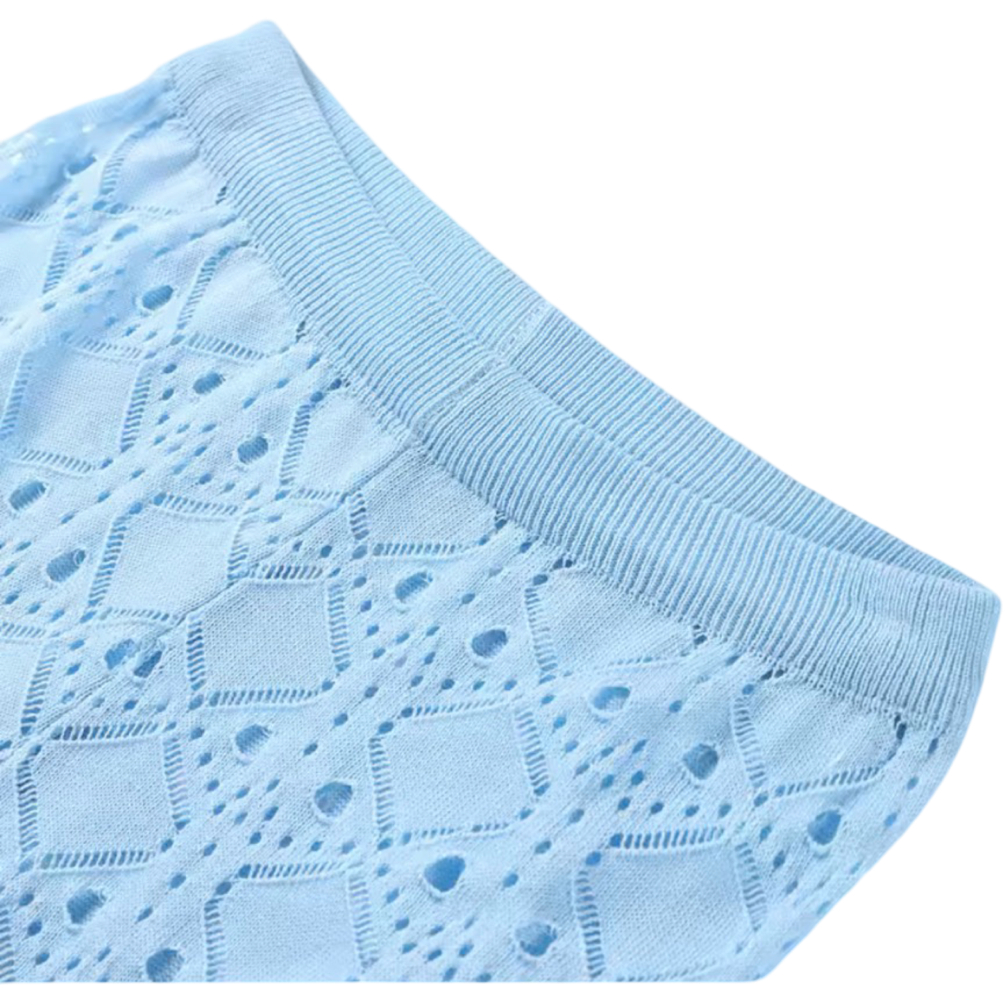 Blue Strapless Knit Top & Hollow Lace Pants Set | Resort • Wear