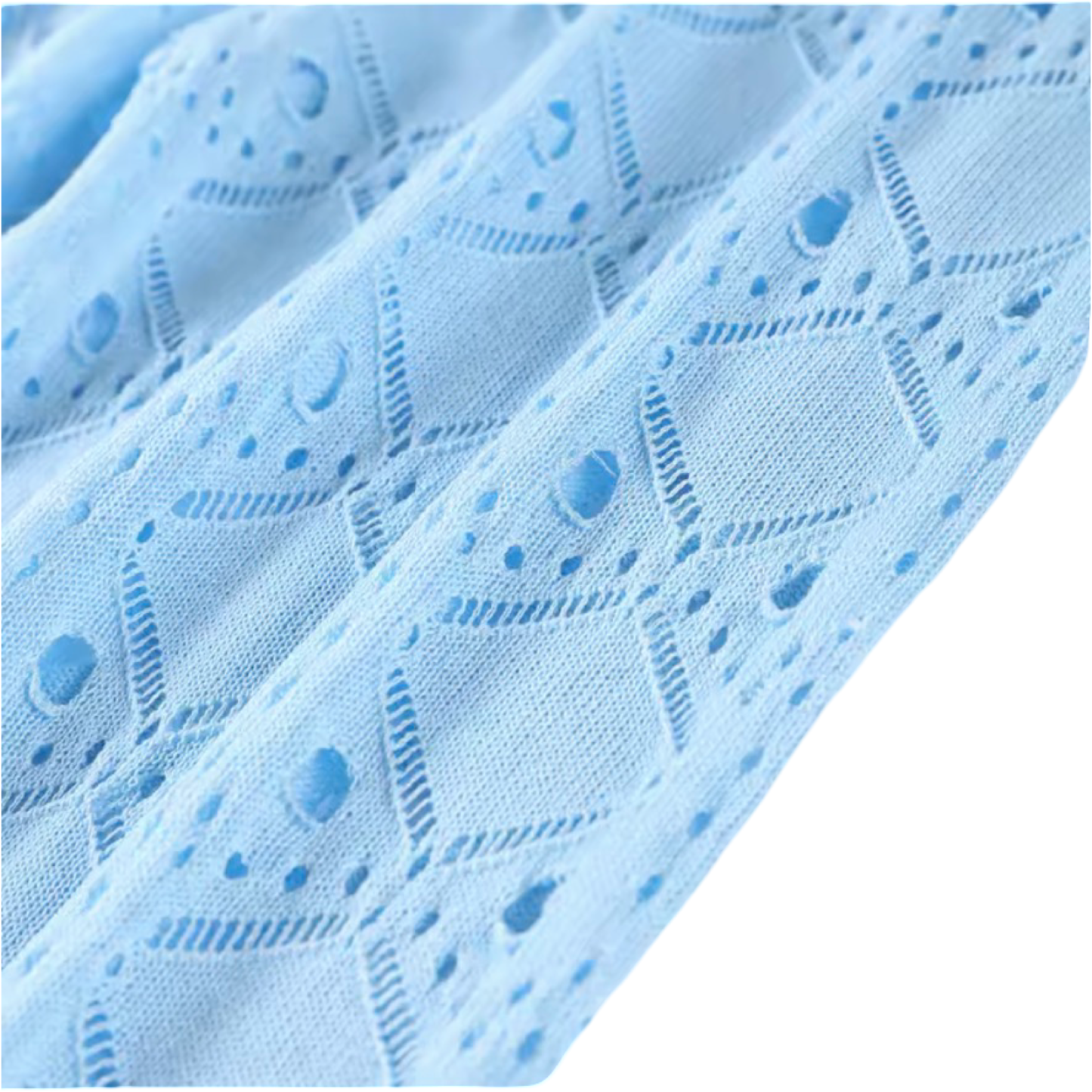 Blue Strapless Knit Top & Hollow Lace Pants Set | Resort • Wear