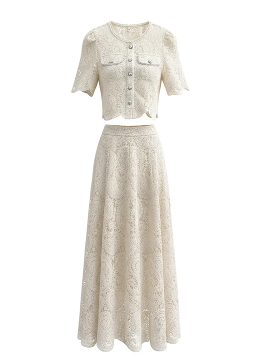 Pearl Lace top & skirt Set | Curve| L’LUXE Matching Sets