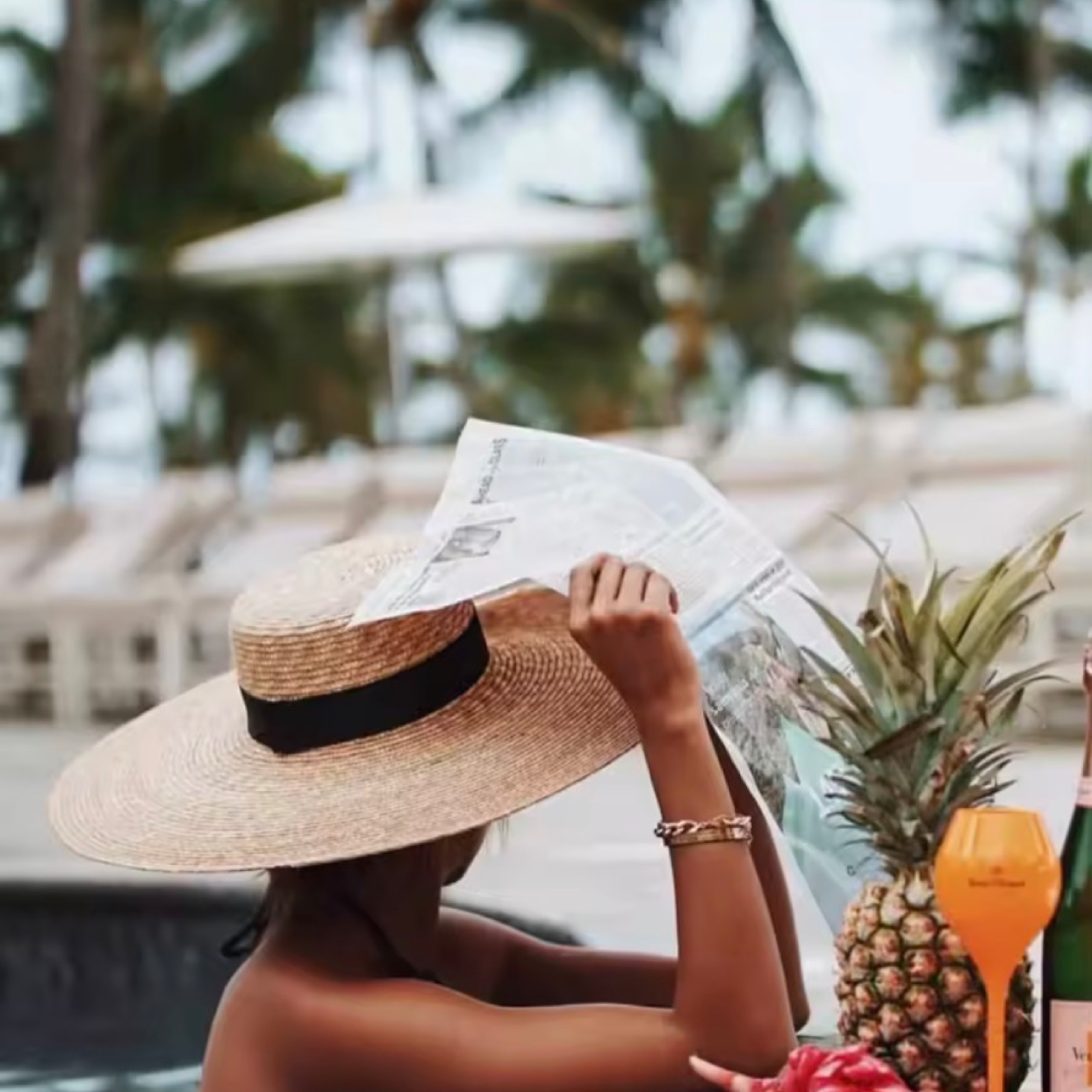 Wide-Brim Straw Sun Hat with Black Ribbon