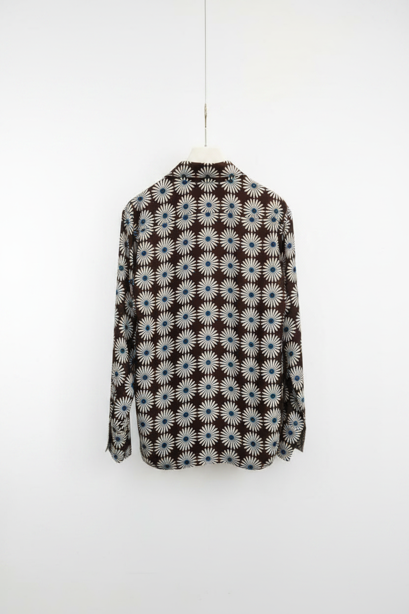 Daisy Print Shirt & Wide-Leg Pants – Brown Floral Separates