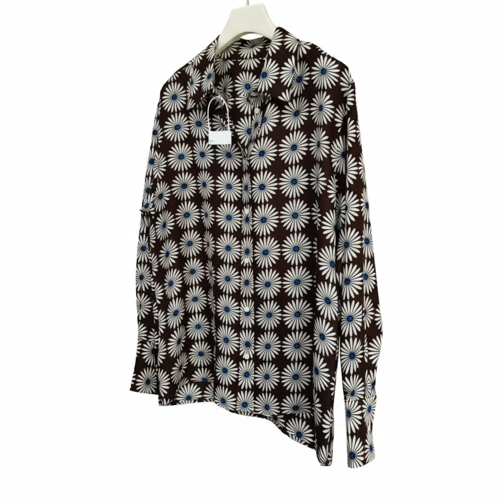 Daisy Print Shirt & Wide-Leg Pants – Brown Floral Separates