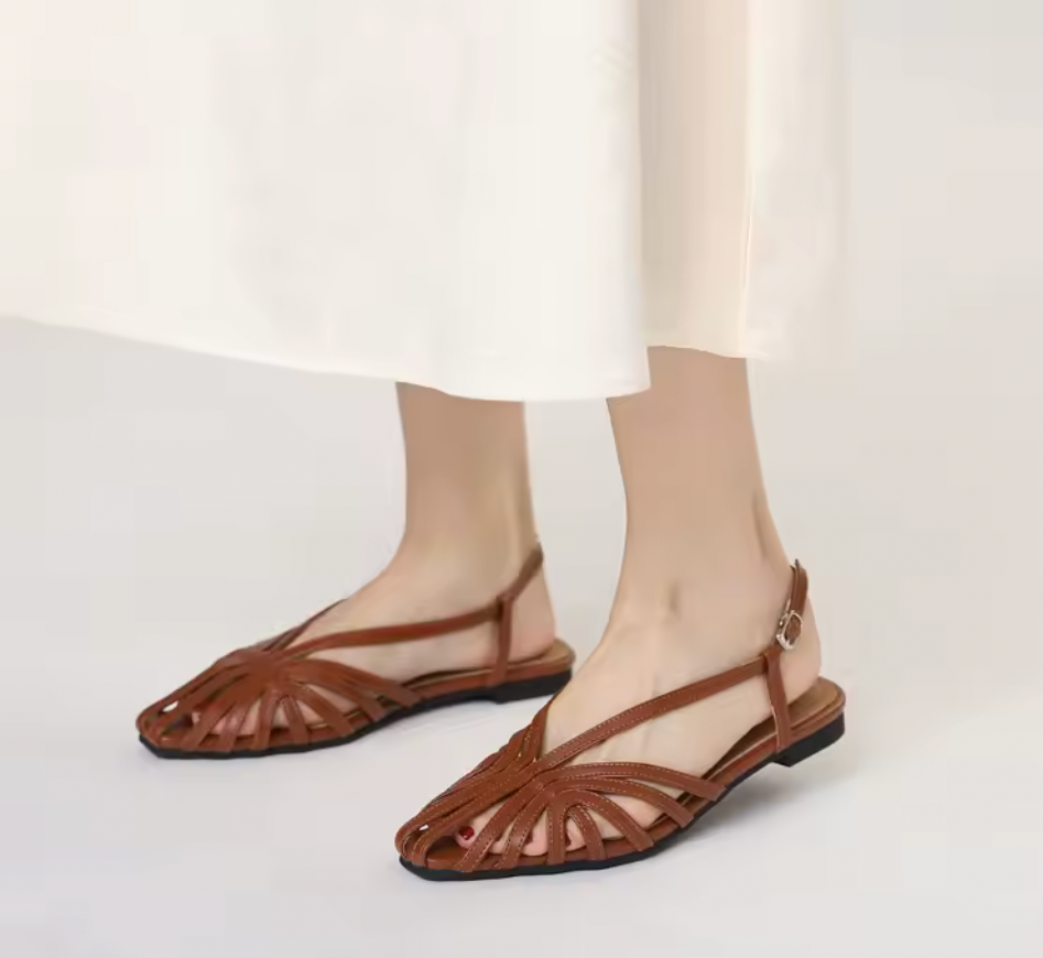 Caged Slingback Flat Sandals