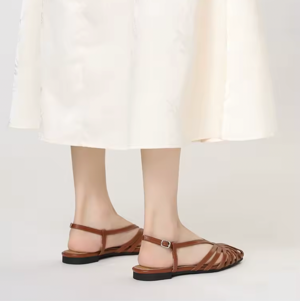 Caged Slingback Flat Sandals