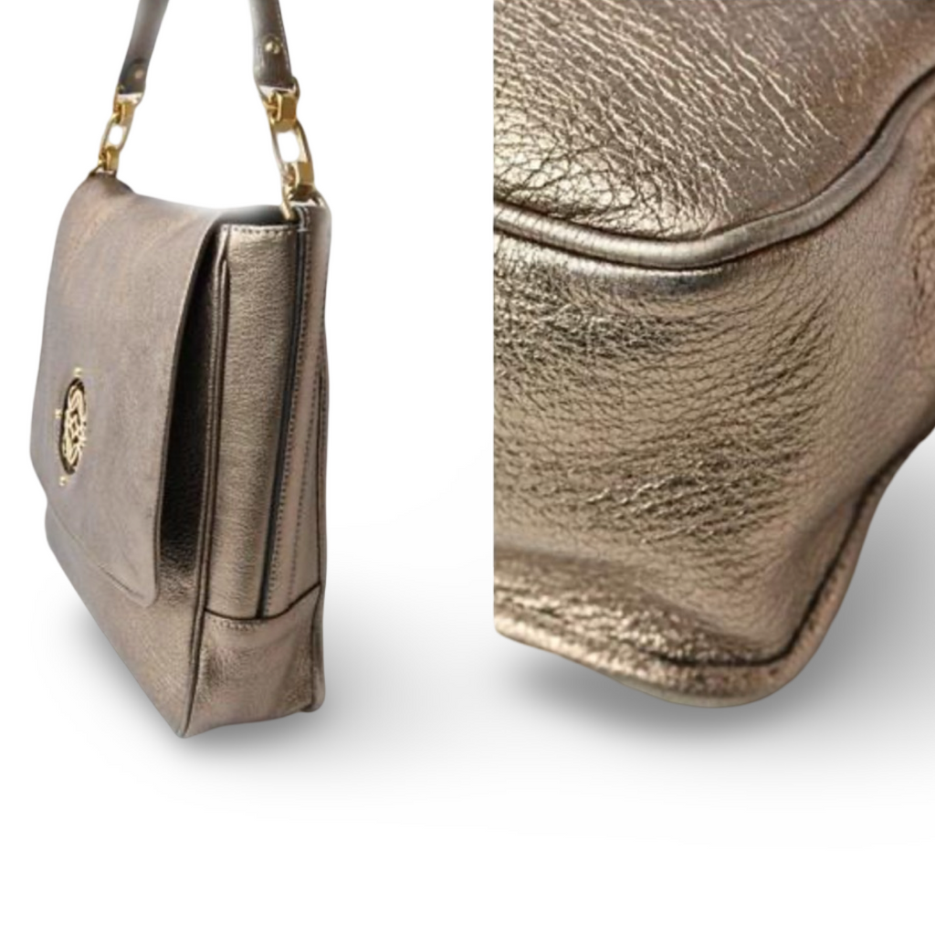 Loewe Anagram Lambskin Semi-Shoulder Bag Champagne Gold Authentic Previously Owned