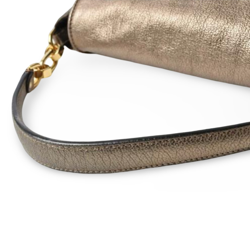 Loewe Anagram Lambskin Semi-Shoulder Bag Champagne Gold Authentic Previously Owned