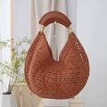 Crescent Straw Woven Shoulder pouch– Hollow Knit Hobo – Multiple Colors | L’LUXE Inspired Collection