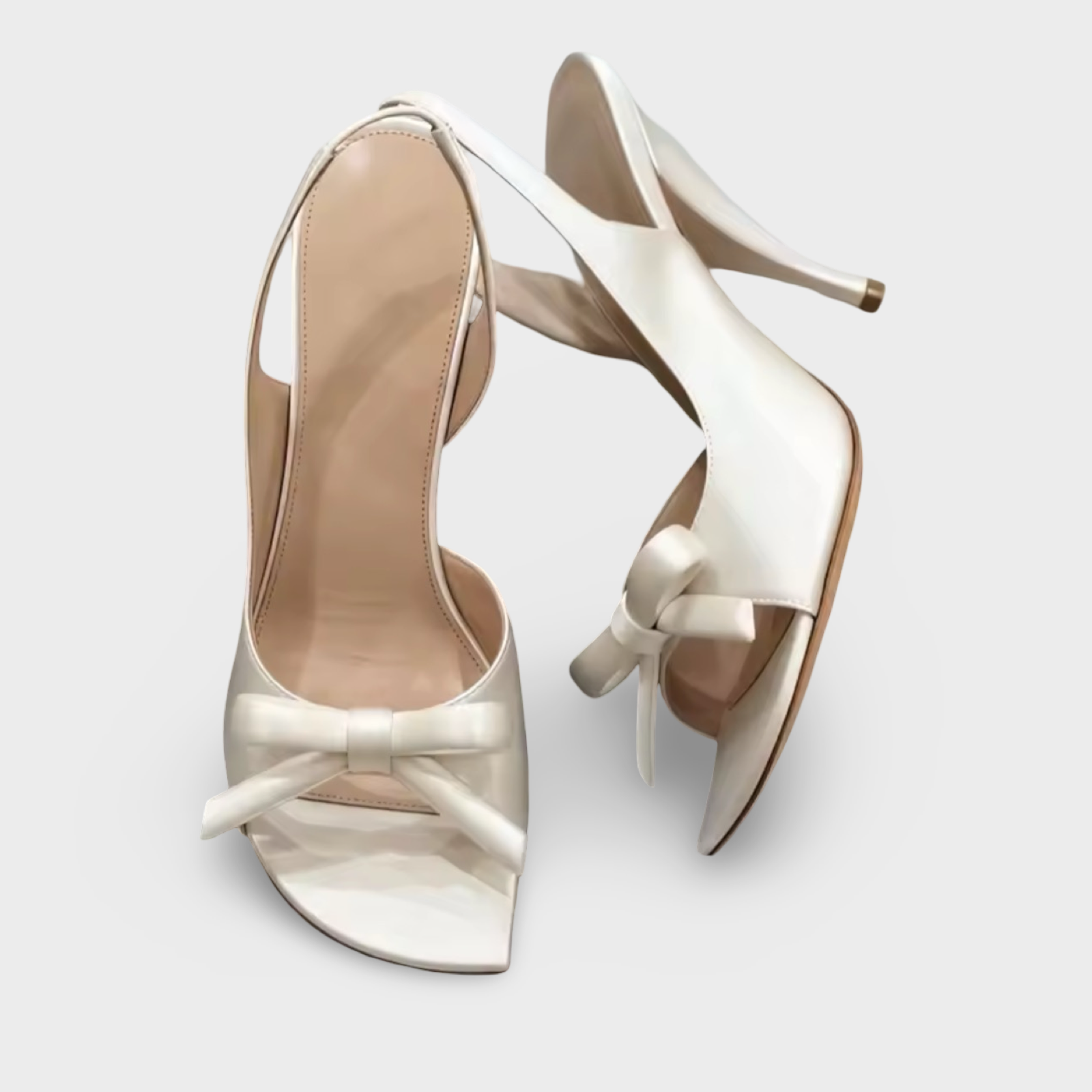 Square Head Satin Leather Bow Detail Slingback Stilettos Sandals *Editors Pick* Recommended