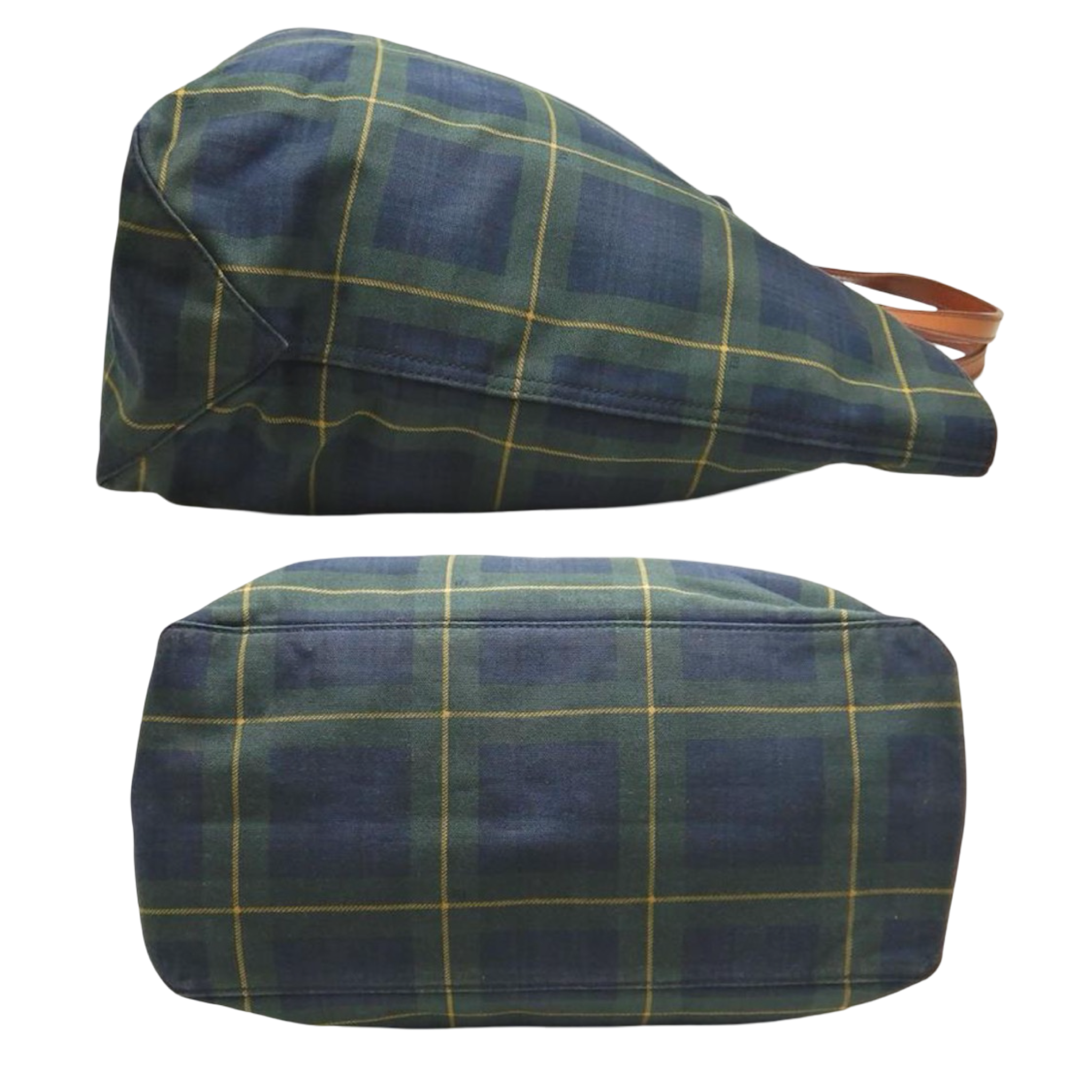 Polo Ralph Lauren Green Check Canvas & Leather Weekender Tote Previously Owned Authentic