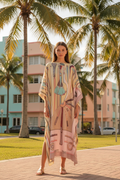 Pastel Printed Oversized Kaftan Dress Silk-Listed Beauty Print – One Size Resort Style