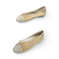 Sheer Mesh Ballet Flats with Cap Toe Bow Detail – Handmade Leather Sole (Generic)