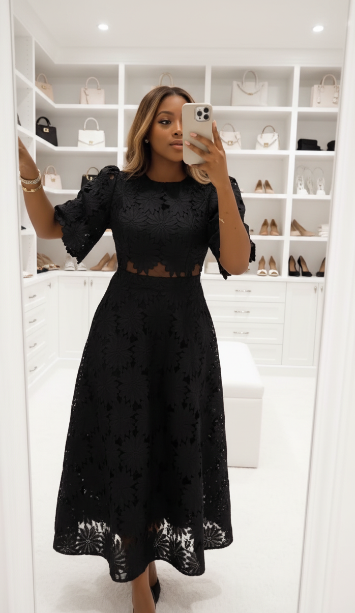 Lace Crop Top & Midi Skirt Set