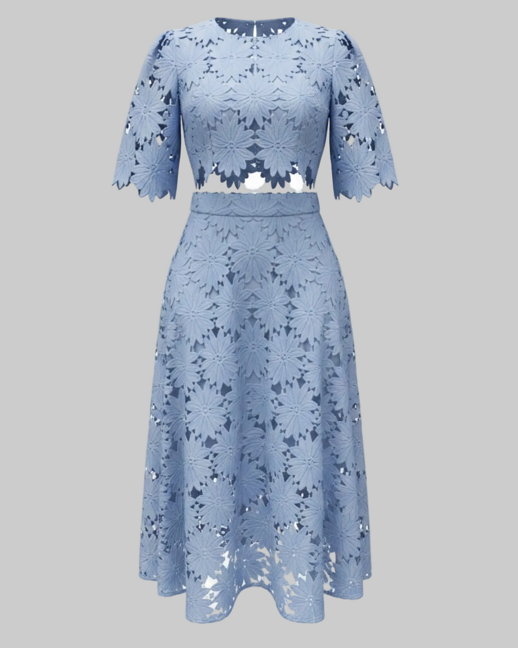 Lace Crop Top & Midi Skirt Set