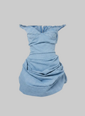 Denim Corset Bubble Off-The Shoulder Hem Mini Dress