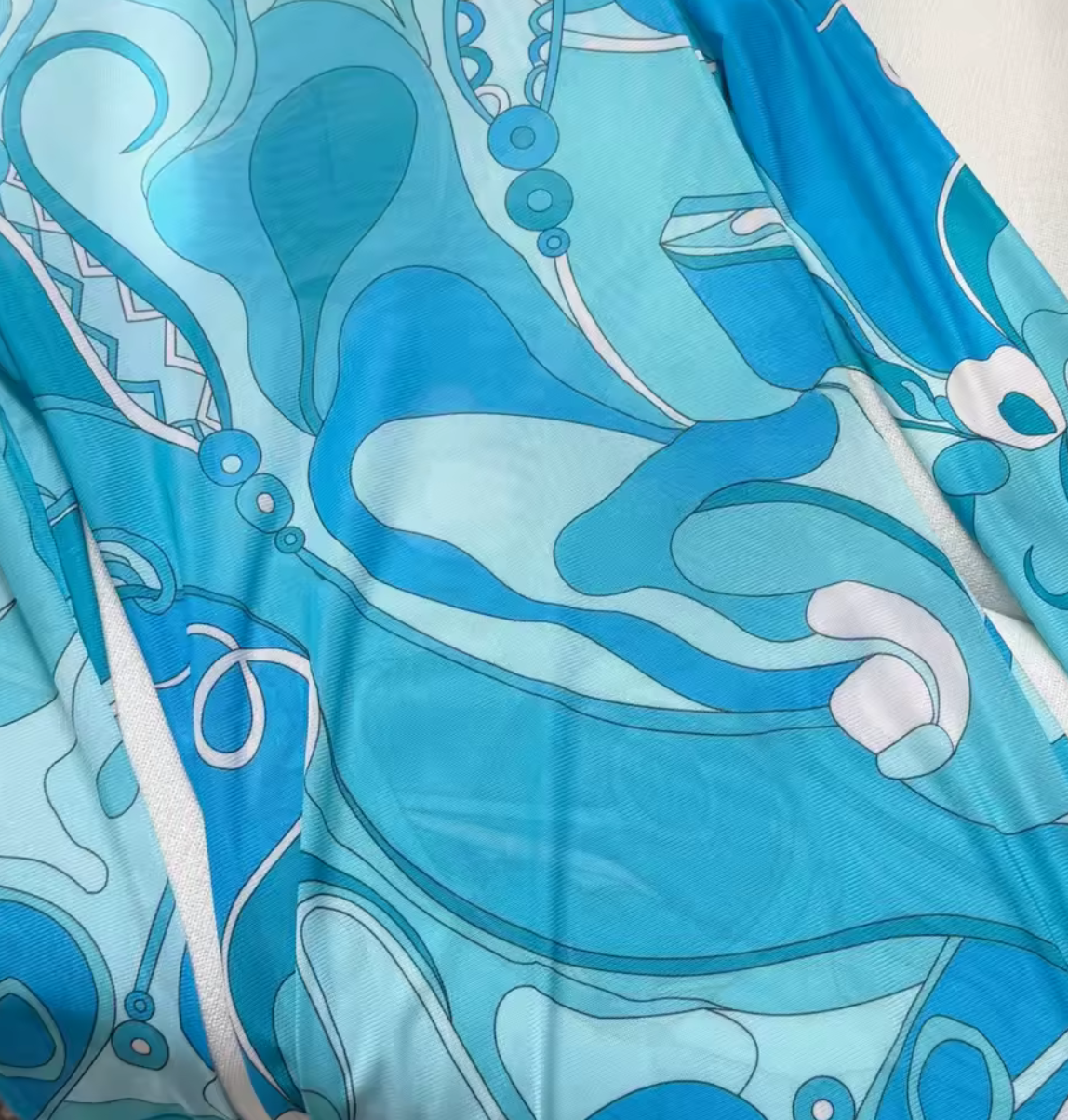 Aqua Paisley Sheer Overlay Maxi Dress – Long Sleeve A-Line Resort Vacation Dress for Women