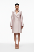 Pink Double-Breasted Hooded Trench Coat