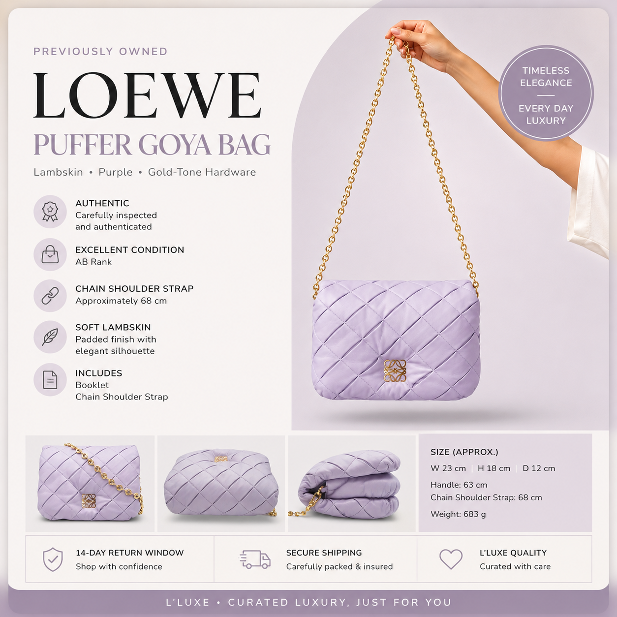 Loewe puffer Goya Previously Owned Authentic Shoulder Bag| Excellent Condition