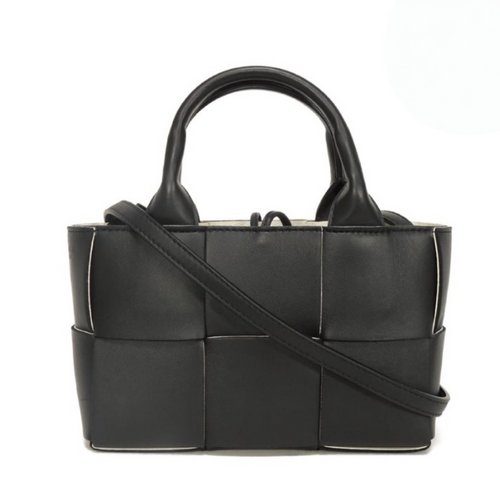 Bottega Veneta Candy Arco Maxi Intrecciato 2-Way Shoulder Bag Black White Excellent Previously Owned Authentic