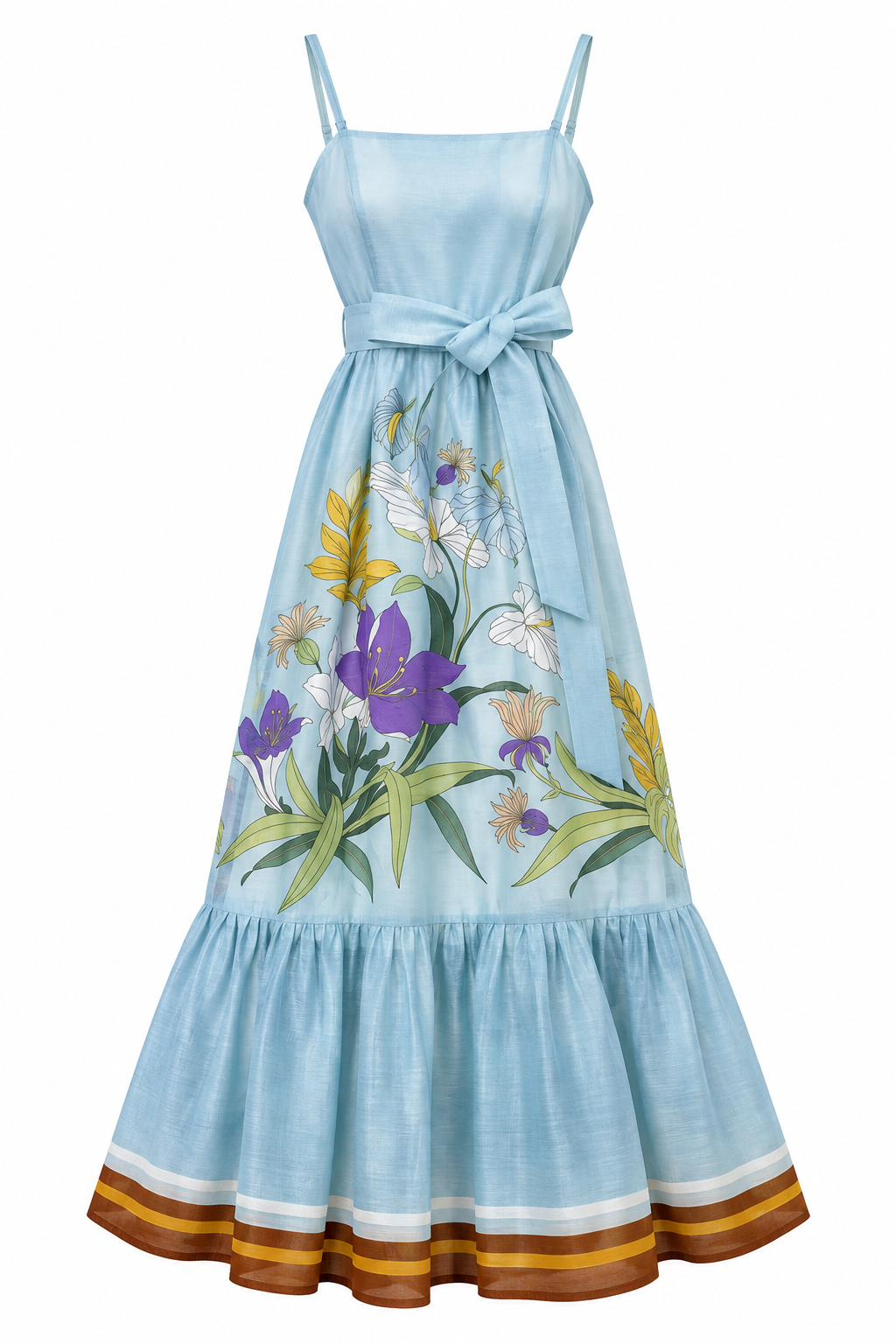 Floral Botanical Floral Ruffle Maxi Dress