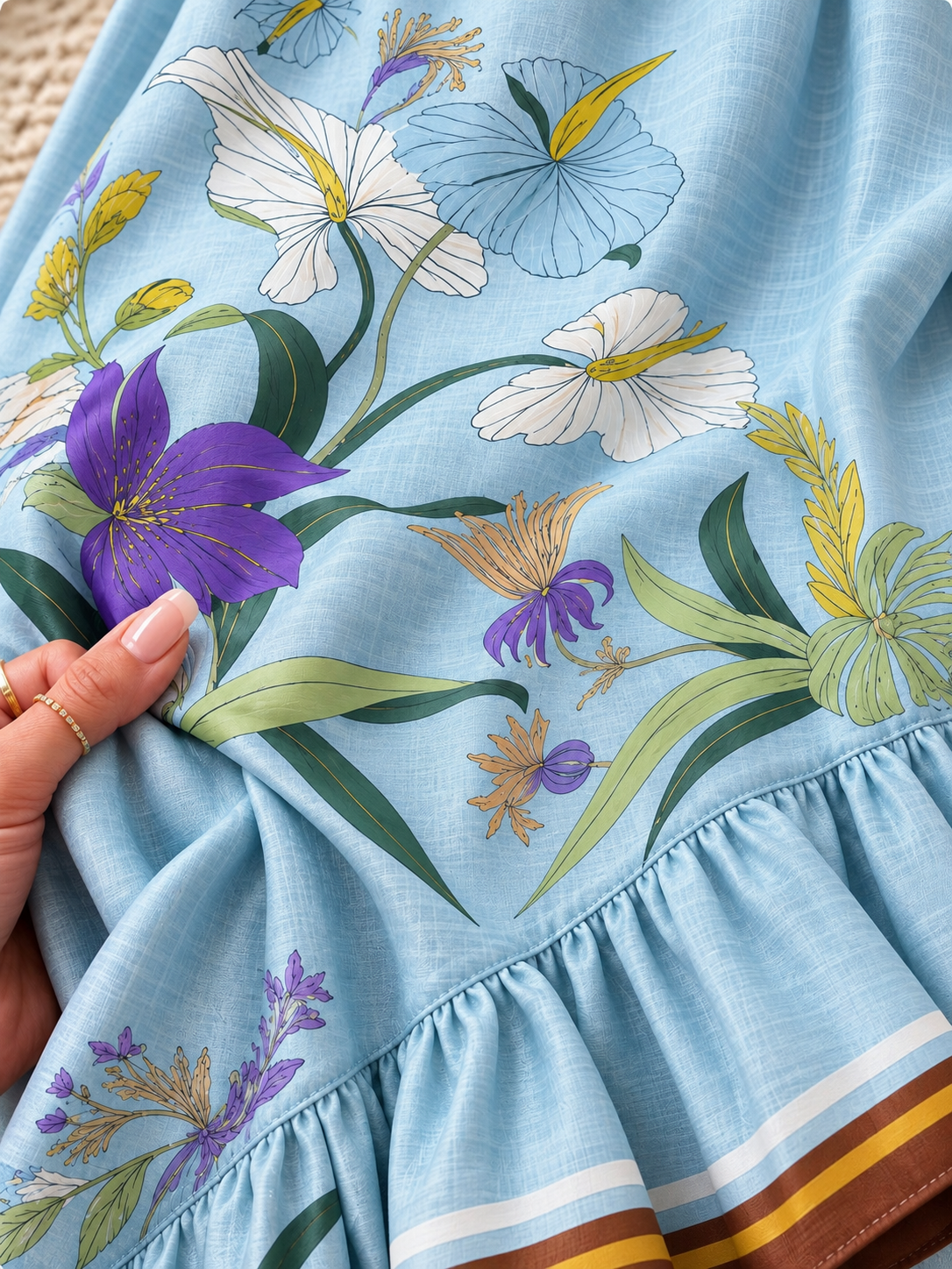 Floral Botanical Floral Ruffle Maxi Dress