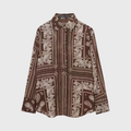 Paisley Print Relaxed Shirt & Wide-Leg Pants – Brown