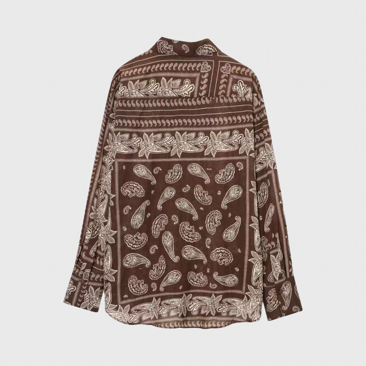 Paisley Print Relaxed Shirt & Wide-Leg Pants – Brown