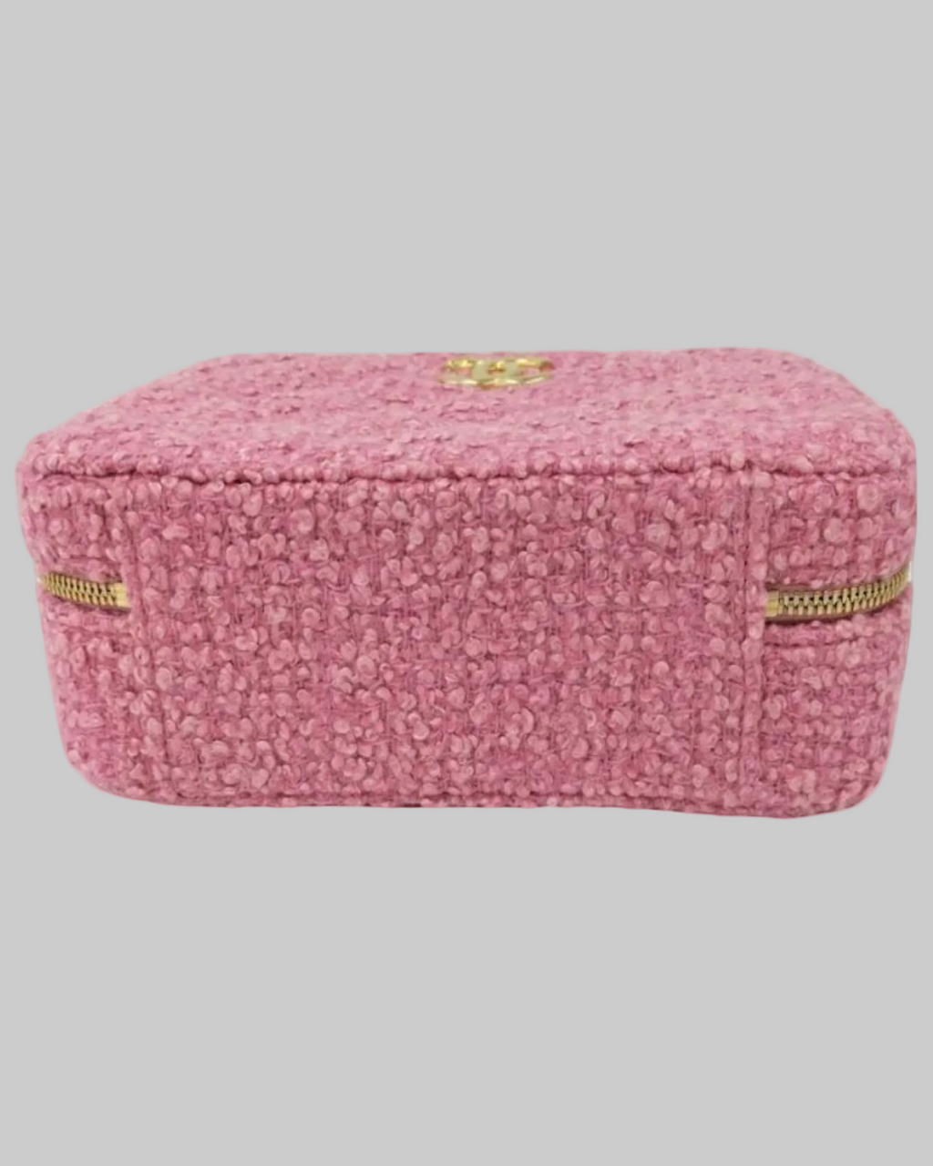 CHANEL Coco Mark 2-Way Top Handle Chain Bag Pink Tweed Gold Hardware Near Unused Previously Owned Authentic