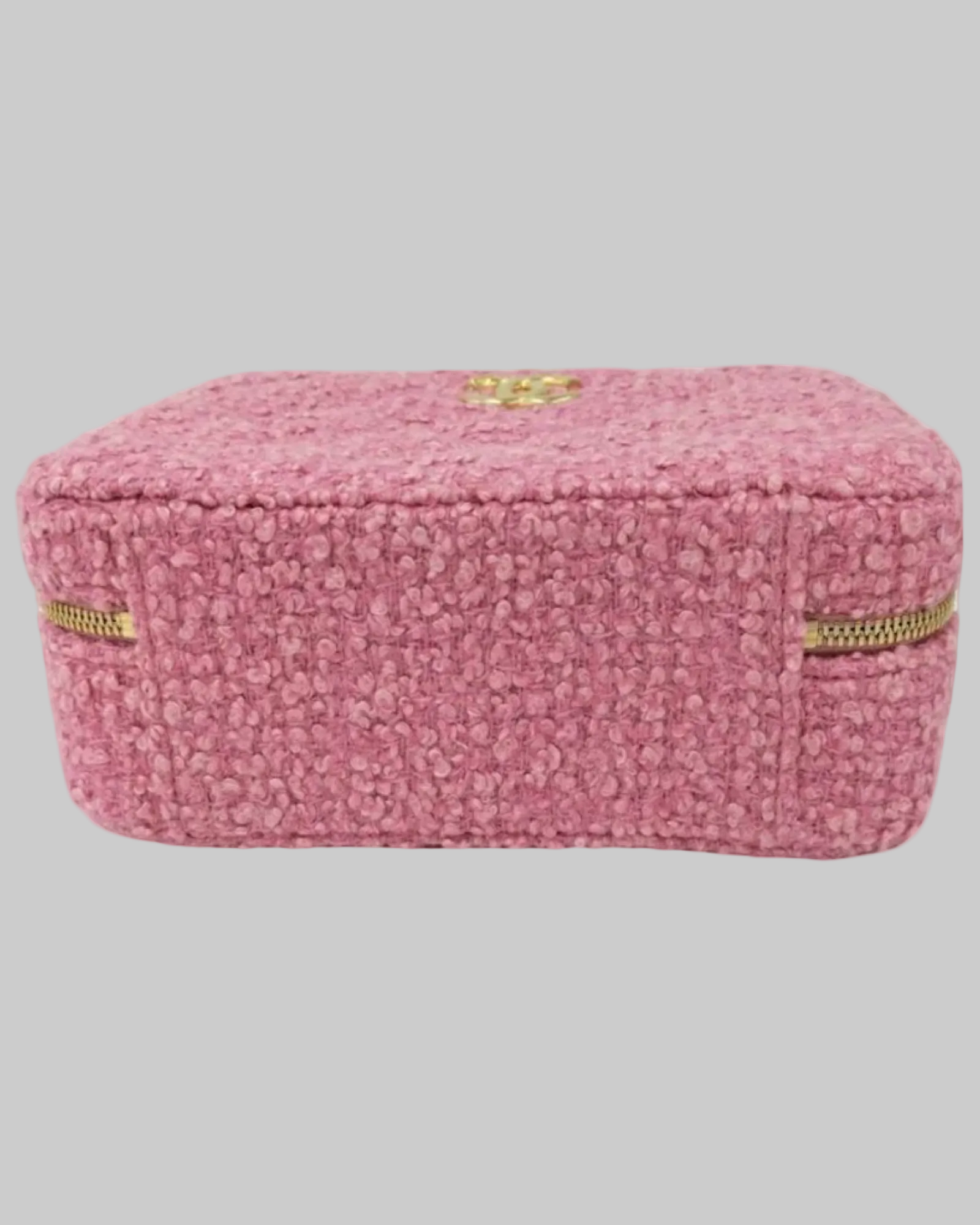 CHANEL Coco Mark 2-Way Top Handle Chain Bag Pink Tweed Gold Hardware Near Unused Previously Owned Authentic