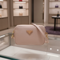 PRADA – Leather Mini Bag Crossbody – Pink Beige – RFID Chip – 100% Authentic Previously Owned
