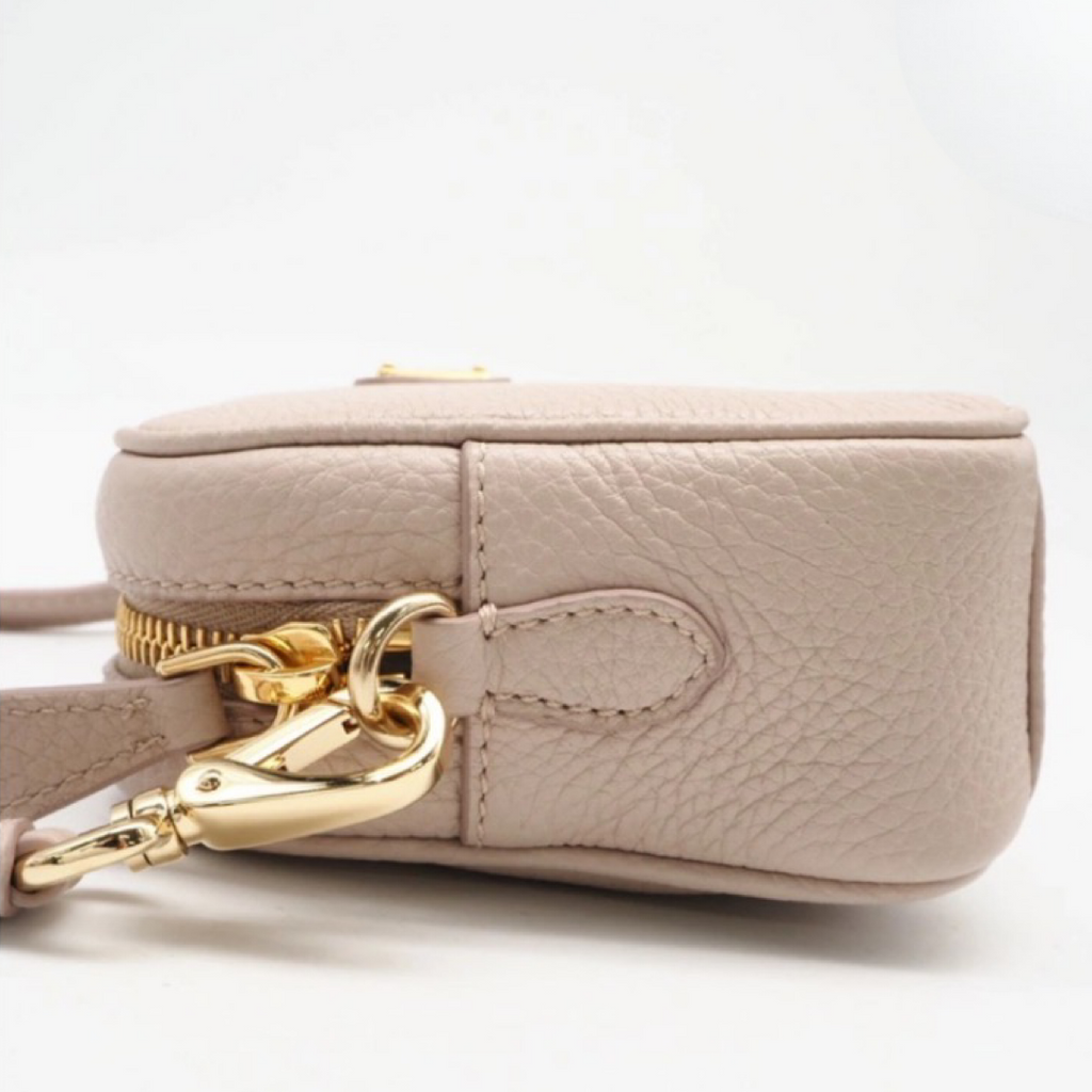 PRADA – Leather Mini Bag Crossbody – Pink Beige – RFID Chip – 100% Authentic Previously Owned