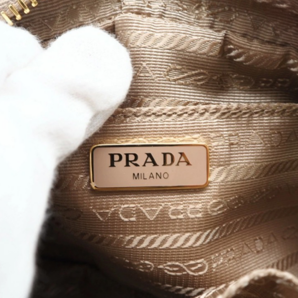 PRADA – Leather Mini Bag Crossbody – Pink Beige – RFID Chip – 100% Authentic Previously Owned