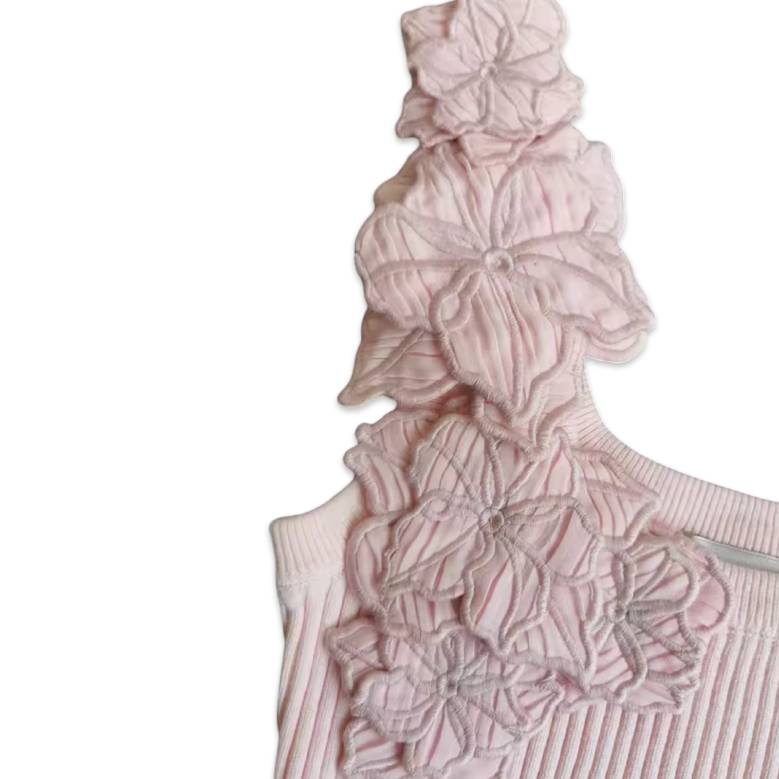 Ribbed Floral Appliqué Knit Tank