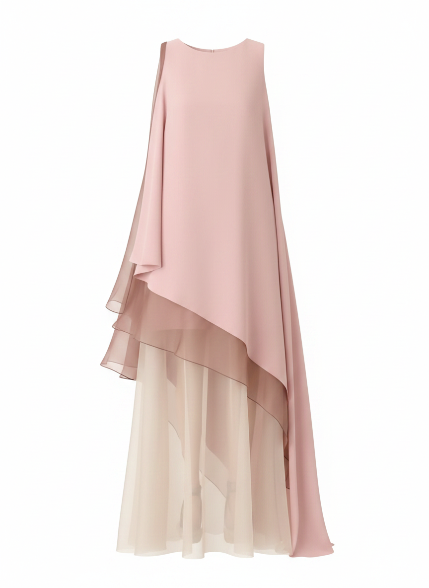 Women’s Tiered Chiffon A-Line Evening Gown | Custom Size Available