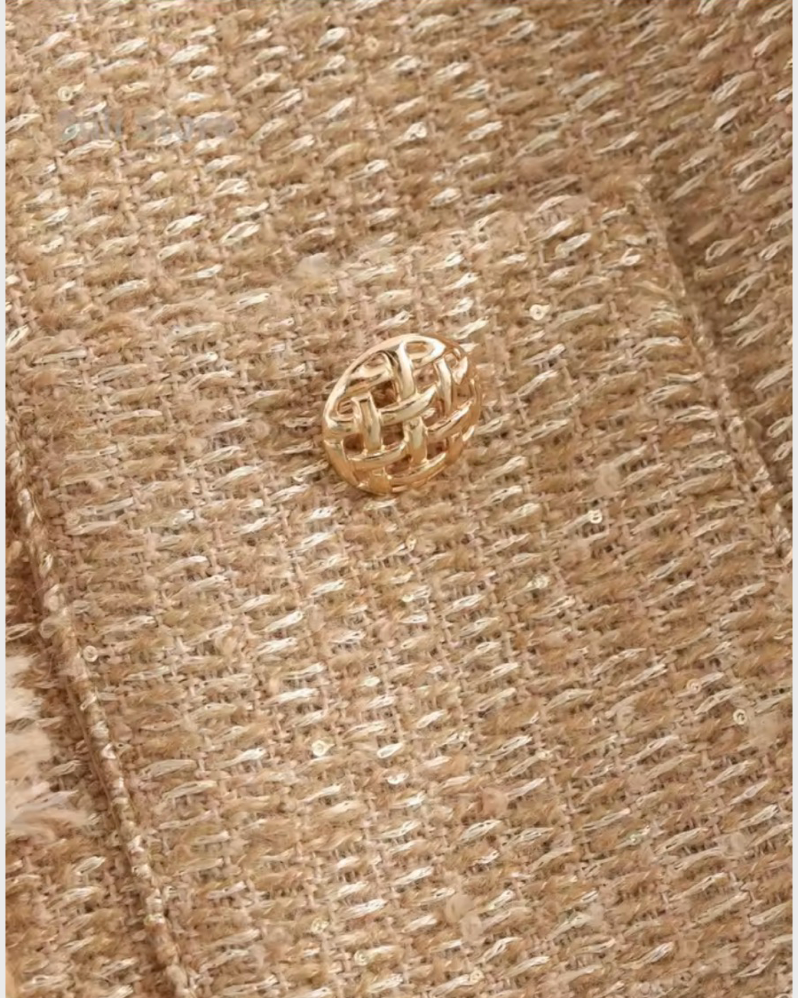 Women’s Cropped Tweed Jacket – Button Front Knit Bouclé Style Short Blazer