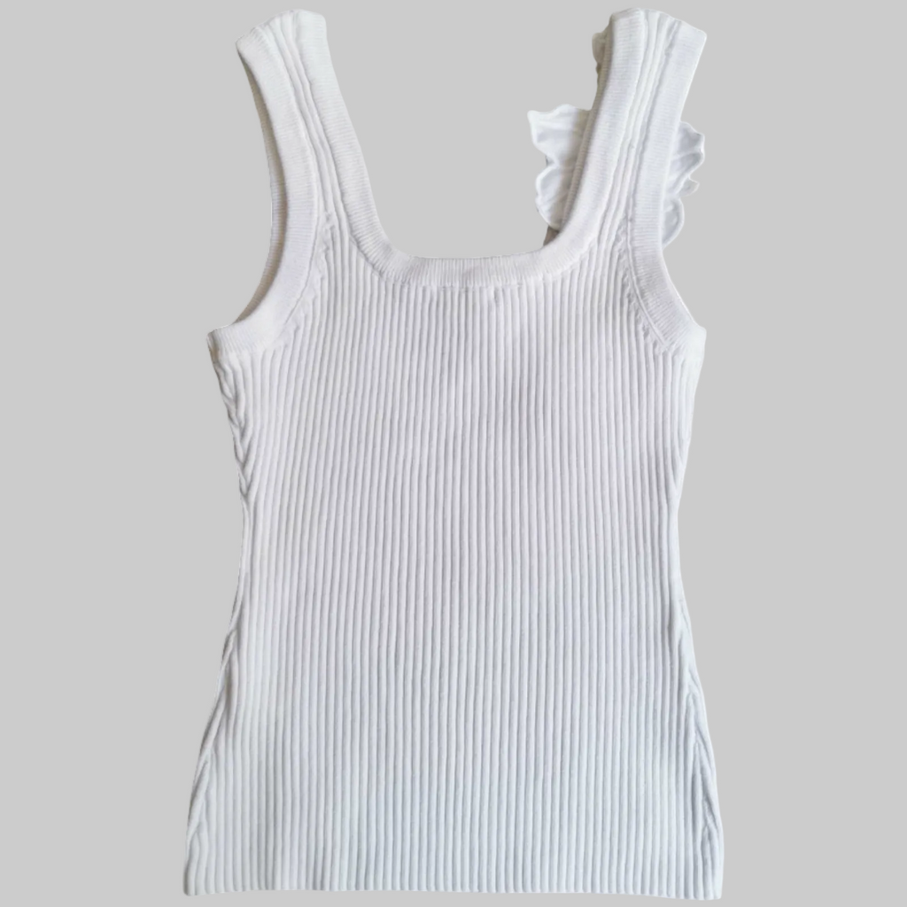Ribbed Floral Appliqué Knit Tank