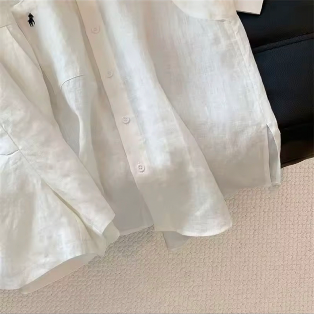 White Cotton Linen Sleeveless Shirt & Wide-Leg Shorts Two-Piece Set