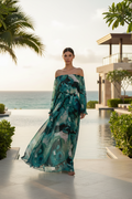 Off-Shoulder Pleated Maxi Dress