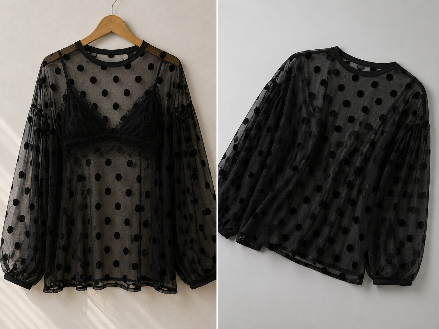 Polka Dot Sheer Beach Cover Up for Women | Long Sleeve Mesh Mini Dress | Vacation & Resort Wear