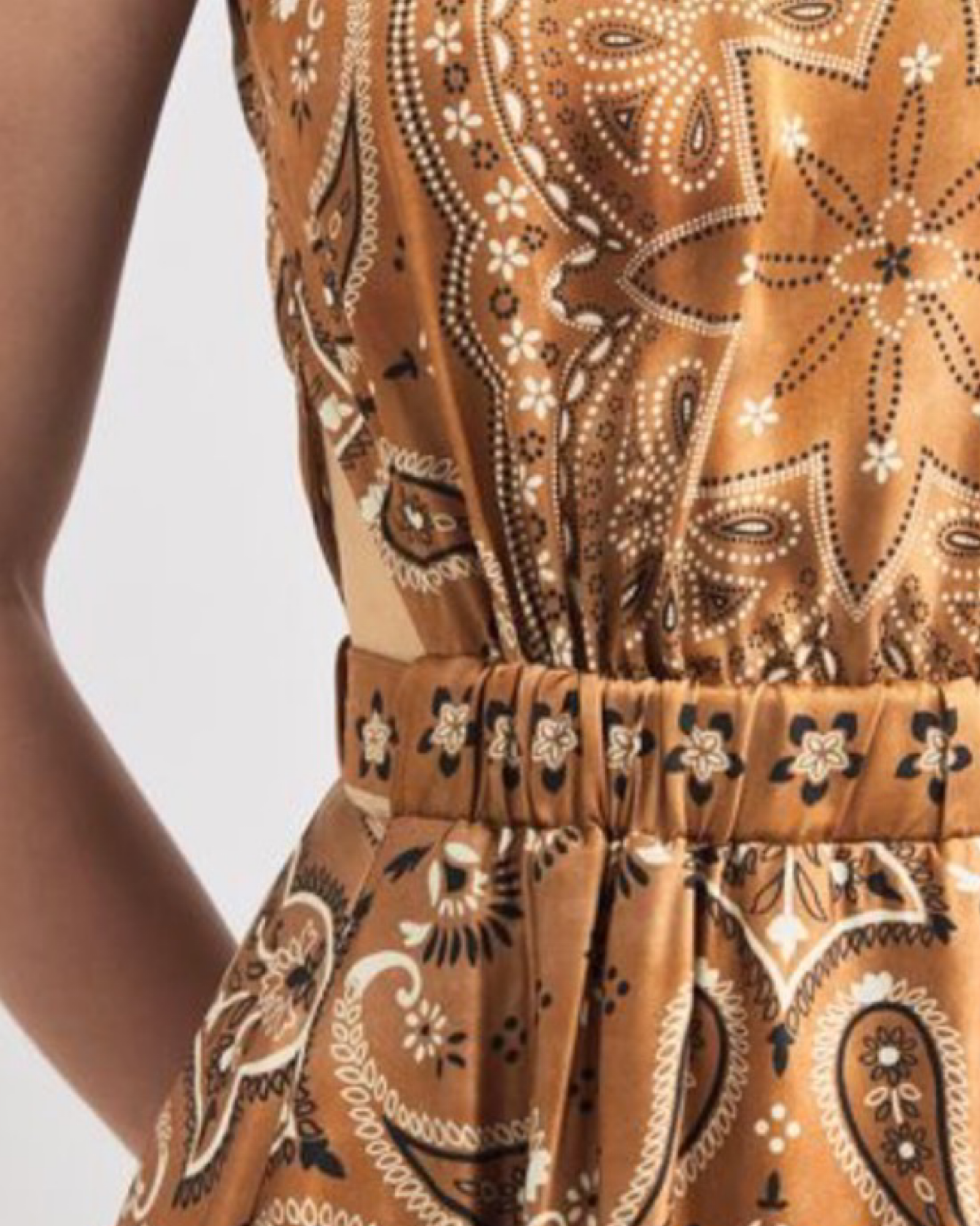 Vintage Paisley Print Sleeveless Midi Dress for Women | Boho A-Line | Brown Midi Dress