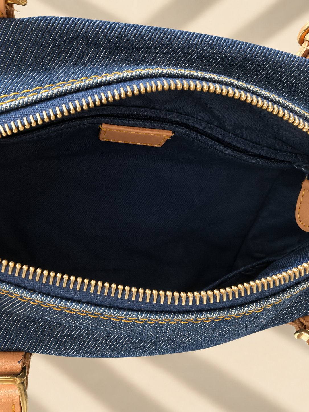 Dior Vintage Blue Denim Mini Boston Handtasche mit Lederbesatz, gebraucht, authentisch
